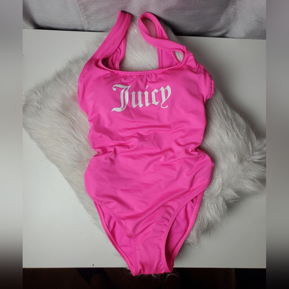 JUICY COUTURE Hot Pink Side Bows One Piece Bathing Suit